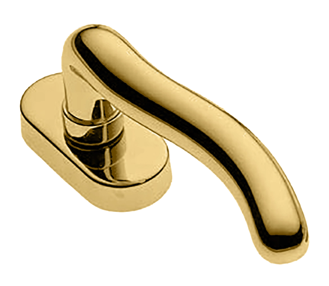 Ручка оконная SNAKE W1 OTL на прямоугольной розетке, цвет золото, латунь фото купить в Шымкенте