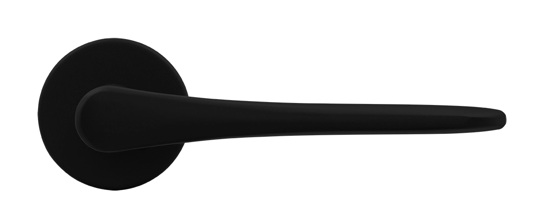 Ручка дверная AULA R5 NERO-ST на круглой розетке, цвет черный soft-touch, ЦАМ фото купить в Шымкенте