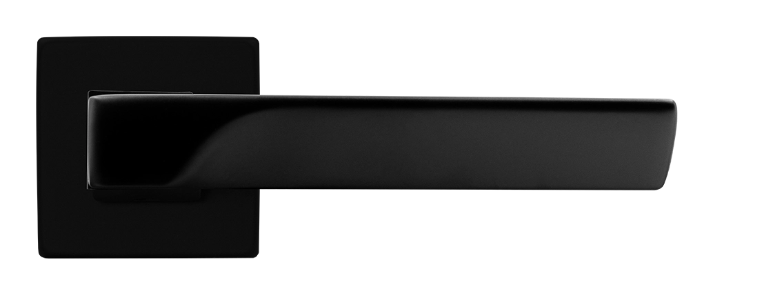 Ручка дверная FIORD S5 NERO-ST на квадратной розетке цвет черный soft-touch, ЦАМ фото купить в Шымкенте