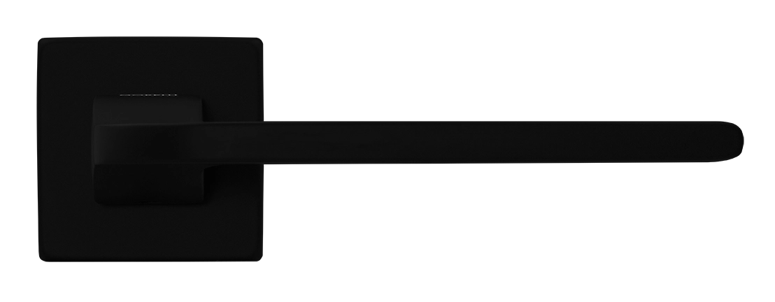 Ручка дверная SPUTNIK S5 NERO-ST на квадратной розетке, цвет черный soft-touch, ЦАМ фото купить в Шымкенте