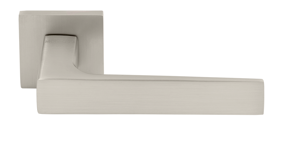 Ручка дверная MIRA MH-54-S6 MSN раздельная на квадратной розетке, цвет матовый сатинированный никель, ЦАМ фото купить Шымкент (Чимкент)