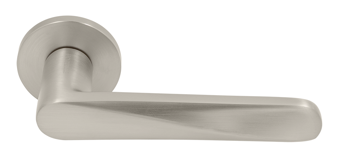 Ручка дверная CAYAN MH-58-R6 MSN раздельная на круглой розетке, цвет матовый сатинированный никель, ЦАМ фото купить Шымкент (Чимкент)