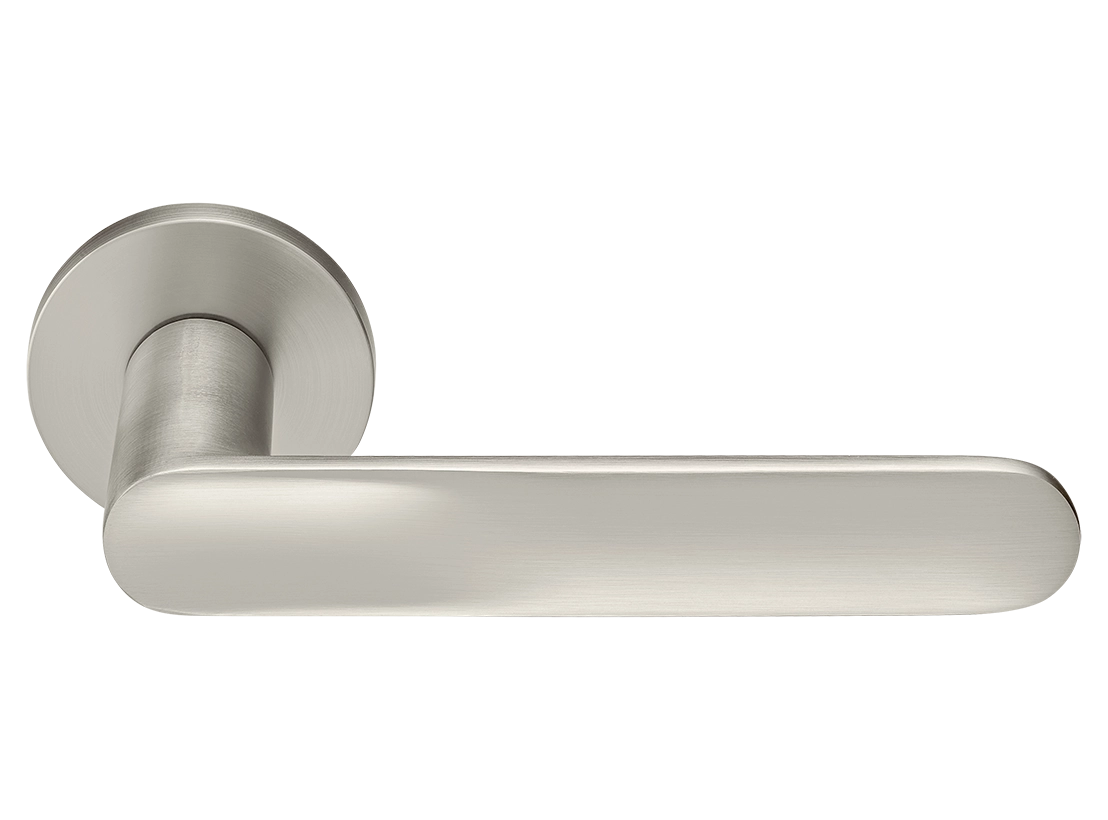 Ручка дверная GARAK MH-59-R6 MSN раздельная на круглой розетке, цвет матовый сатинированный никель, ЦАМ фото купить Шымкент (Чимкент)