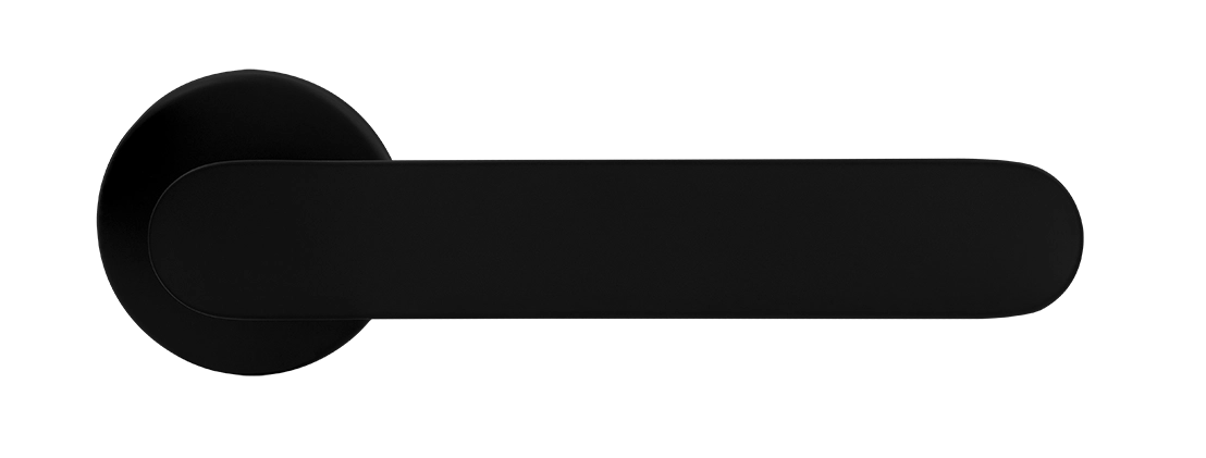 Ручка дверная LE BOAT R5 NERO-ST раздельная на круглой розетке, цвет черный soft-touch, латунь фото купить в Шымкенте