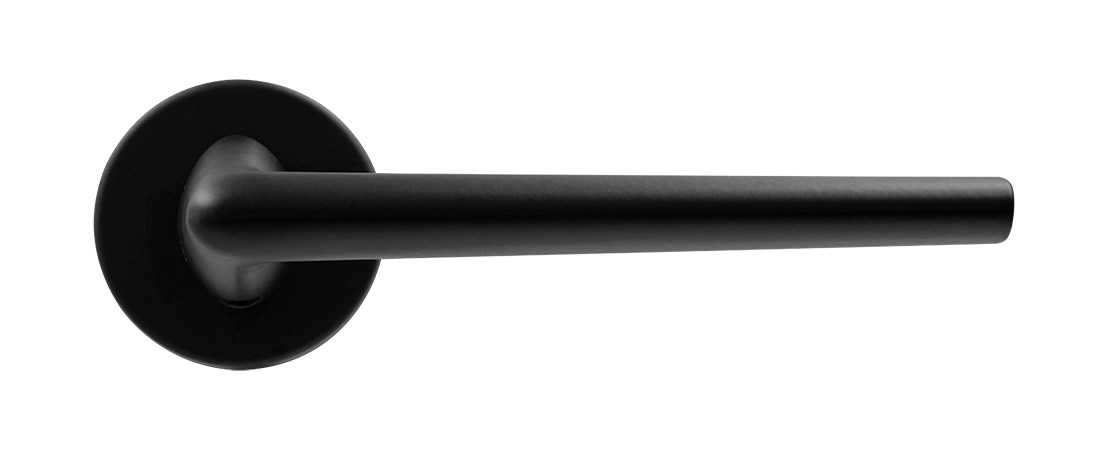 Ручка дверная THE FORCE R5 NERO-ST на круглой розетке, цвет черный soft-touch, ЦАМ фото купить в Шымкенте