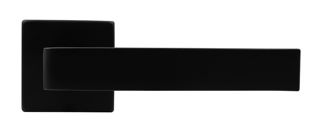 Ручка дверная HORIZONT S5 NERO-ST на квадратной розетке, цвет черный soft-touch, ЦАМ фото купить в Шымкенте