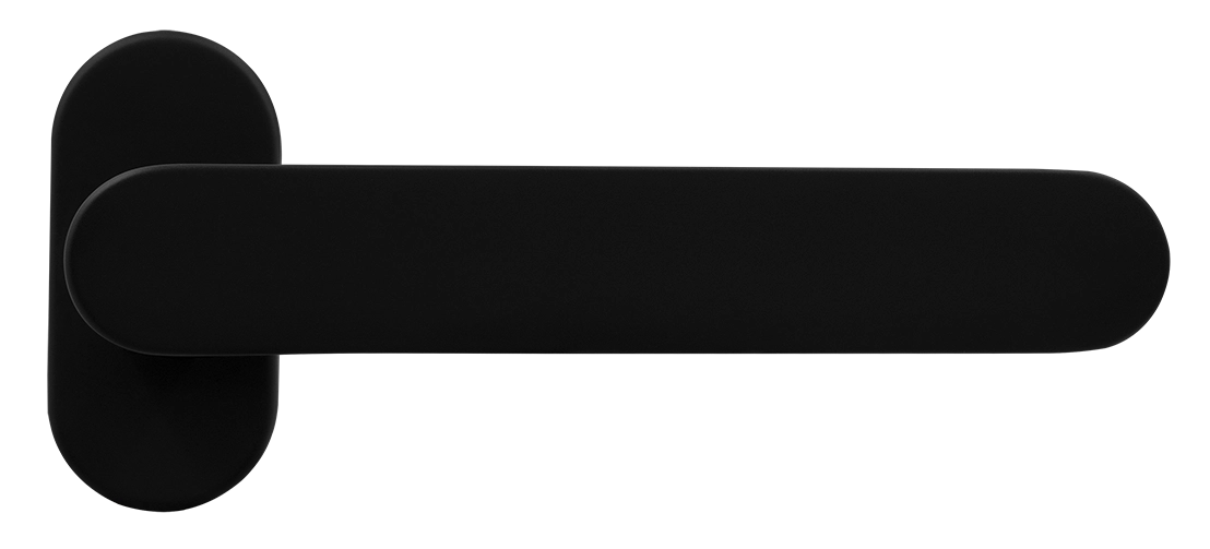 Ручка оконная LE BOAT W1 NERO-ST на прямоугольной розетке, цвет черный soft-touch, латунь фото купить Шымкент