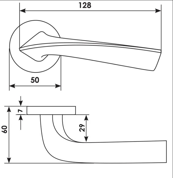 Ручка дверная COMETA R6 NERO раздельная на круглой розетке, цвет черный, ЦАМ фото купить в Шымкенте