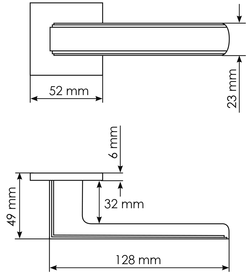 Ручка дверная MH-64-S6 ASC STEPS на квадратной розетке, цвет анодированный матовый хром, ЦАМ фото фурнитура Шымкент (Чимкент)