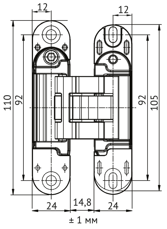 Петля скрытая HH-28 SC врезная с 3D-регулировкой вес полотна до 40 кг, цвет матовый хром фото купить в Шымкенте