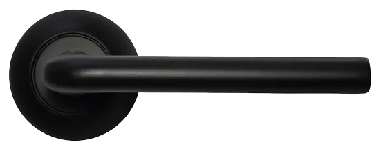 Ручка дверная КОЛОННА MH-03 BL раздельная на круглом основании, цвет черный, ЦАМ Light фото купить в Шымкенте