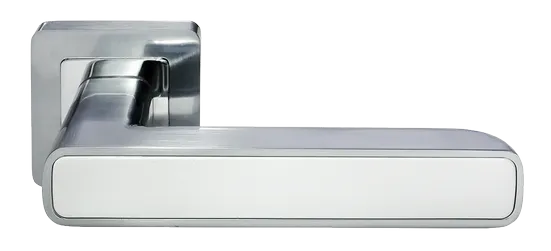 Ручка дверная FLEX MH-44 SC/W-S55 раздельная на квадратной розетке, цвет матовый хром/белый, ЦАМ Light фото купить Шымкент (Чимкент)