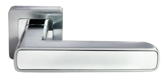Ручка дверная FLEX MH-44 SC/CP-S55 раздельная на квадратной накладке, цвет матовый хром/хром, ЦАМ Light фото купить Шымкент (Чимкент)