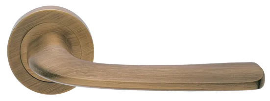 Ручка дверная SAND R2 OBR раздельная на круглой розетке, цвет кофе, латунь фото купить Шымкент (Чимкент)