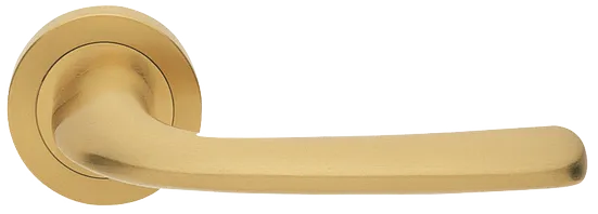 Ручка дверная SAND R2 OSA раздельная на круглой розетке из латуни, цвет матовое золото, латунь фото купить Шымкент (Чимкент)