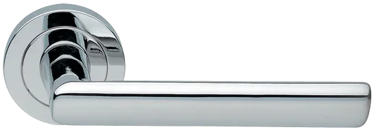 Ручка дверная STELLA R2 CRO раздельная на круглой розетке, цвет хром, латунь фото купить Шымкент (Чимкент)