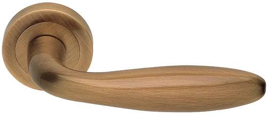 Ручка дверная AIR R2 OBR раздельная на круглой розетке, цвет кофе, латунь фото купить Шымкент (Чимкент)