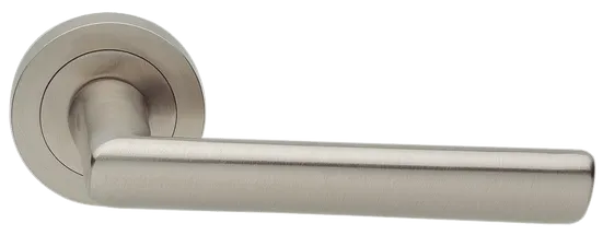 Ручка дверная STELLA R2 NIS раздельная на круглой розетке, цвет матовый никель, латунь фото купить Шымкент (Чимкент)