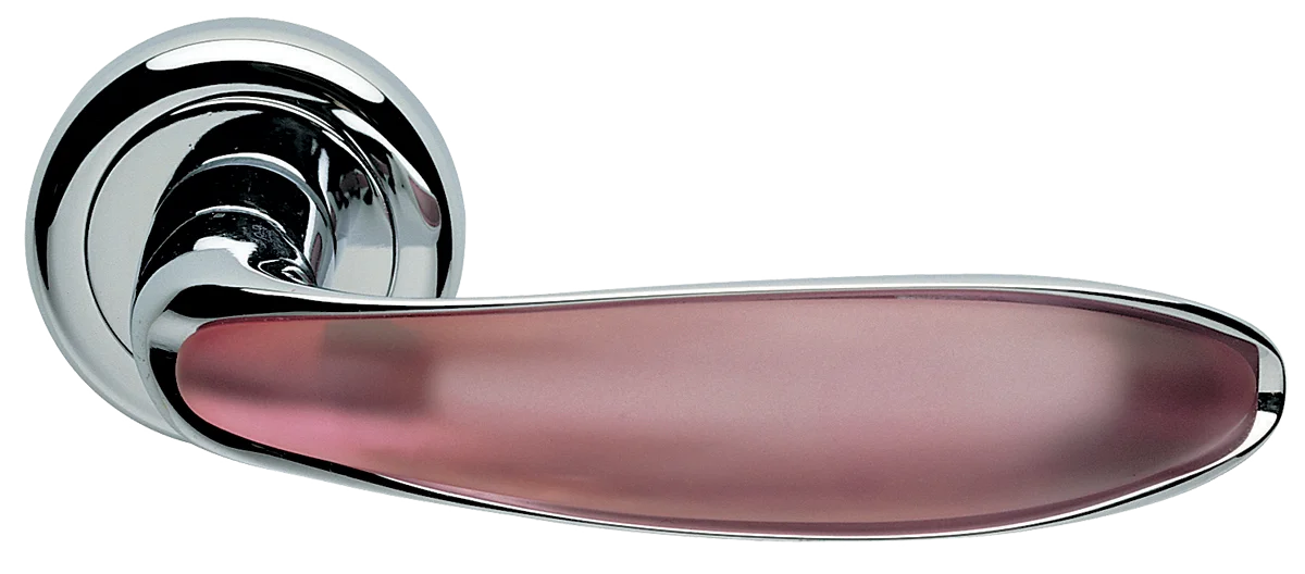 Ручка дверная MURANO R4 CRO/ROSA раздельная на круглом основании, цвет хром/кварц, латунь фото купить Шымкент (Чимкент)