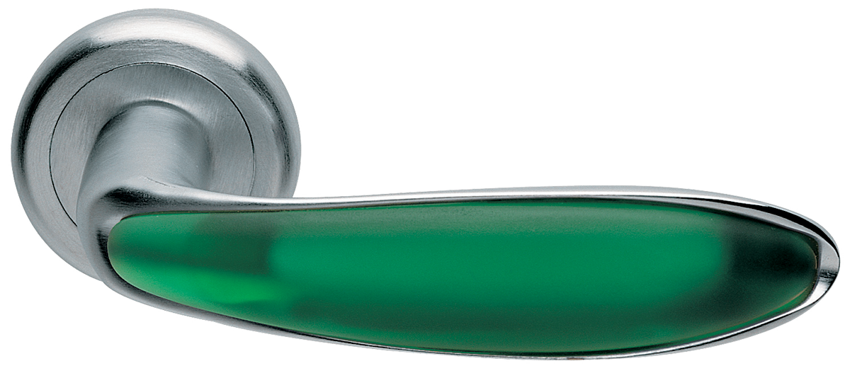 Ручка дверная MURANO R4 CSA/VERDE на круглом основании, цвет матовый хром/нефрит, латунь фото купить Шымкент (Чимкент)