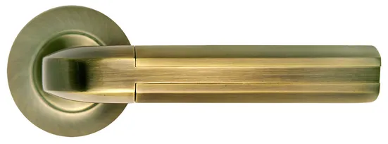 Ручка дверная МОЗАИКА MH-11 MAB/AB раздельная на круглой розетке цвет бронза/античная, ЦАМ фото купить Шымкент (Чимкент)