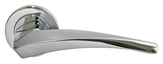 Ручка дверная WIND R1 CRO раздельная на круглой розетке, цвет хром, латунь фото купить Шымкент (Чимкент)