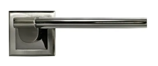 Ручка дверная AGBAR MH-21 SN/BN-S раздельная на квадратной накладке, цвет бел. никель/черн. никель, ЦАМ Light фото купить в Шымкенте