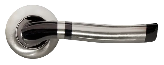 Ручка дверная ФОНТАН MH-04 SN/BN раздельная на круглой розетке, цвет бел.никель/черн. никель, ЦАМ фото купить в Шымкенте