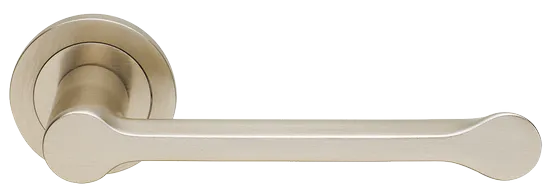 Ручка дверная RAIN R1 NIS раздельная на круглой розетке, цвет матовый никель, латунь фото купить Шымкент (Чимкент)