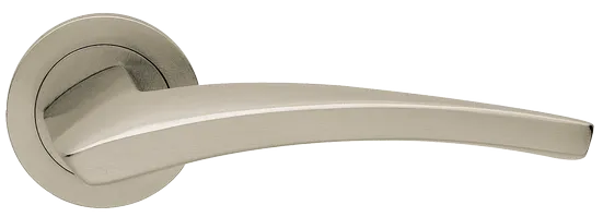 Ручка дверная WIND R1 NIS раздельная на круглой розетке, цвет матовый никель, латунь фото купить Шымкент (Чимкент)