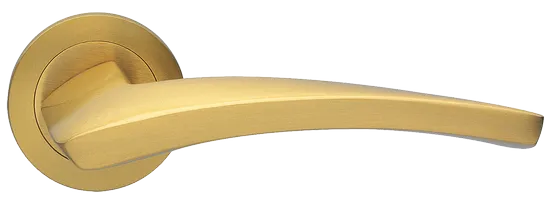 Ручка дверная WIND R1 OSA раздельная на круглой розетке, цвет матовое золото, латунь фото купить Шымкент (Чимкент)