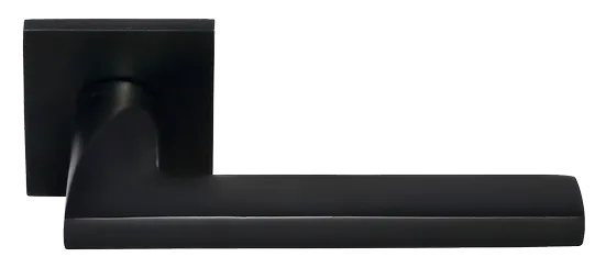 Ручка дверная KAFFEE MH-50-S6 BL раздельная на квадратном основании, цвет черный ЦАМ Light фото купить Шымкент (Чимкент)