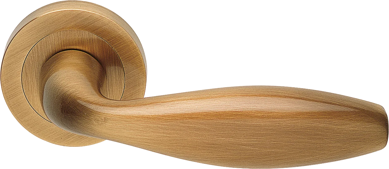 Ручка дверная SIENA R2 OBR раздельная на круглой розетке, цвет кофе, латунь фото купить Шымкент (Чимкент)