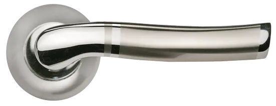 Ручка дверная ФОНТАН MH-04 SN/CP раздельная на круглой розетке, цвет бел. никель/хром, ЦАМ фото купить в Шымкенте