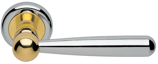 Ручка дверная PINOKKIO R4 COT раздельная на круглой розетке, цвет глянцевый хром/золото, латунь фото купить Шымкент (Чимкент)