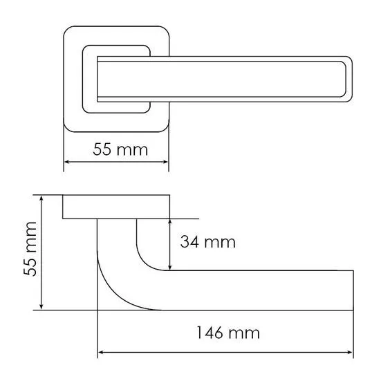 Ручка дверная EON MH-46 GR/CP-S55 раздельная на квадратной розетке, цвет графит/хром, ЦАМ Light фото фурнитура Шымкент (Чимкент)